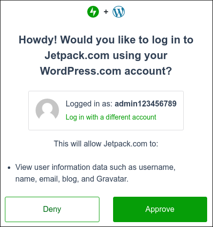 Jetpack - Approve wordpress.com login