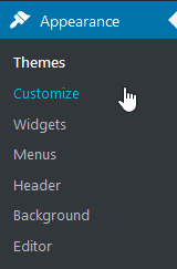 Expanded appearance menu with Customize item highlighted.